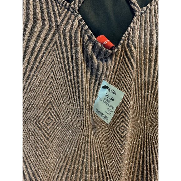 NWT Akira Brown Geometric Bodycon Dress W/ Crisscross Straps Size M - Picture 4 of 4